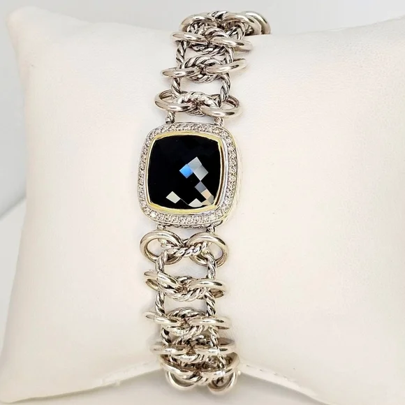 David Yurman Albion Chainmail Bracelet with 18k Gold, Black Onyx & Diamonds - Picture 5 of 9